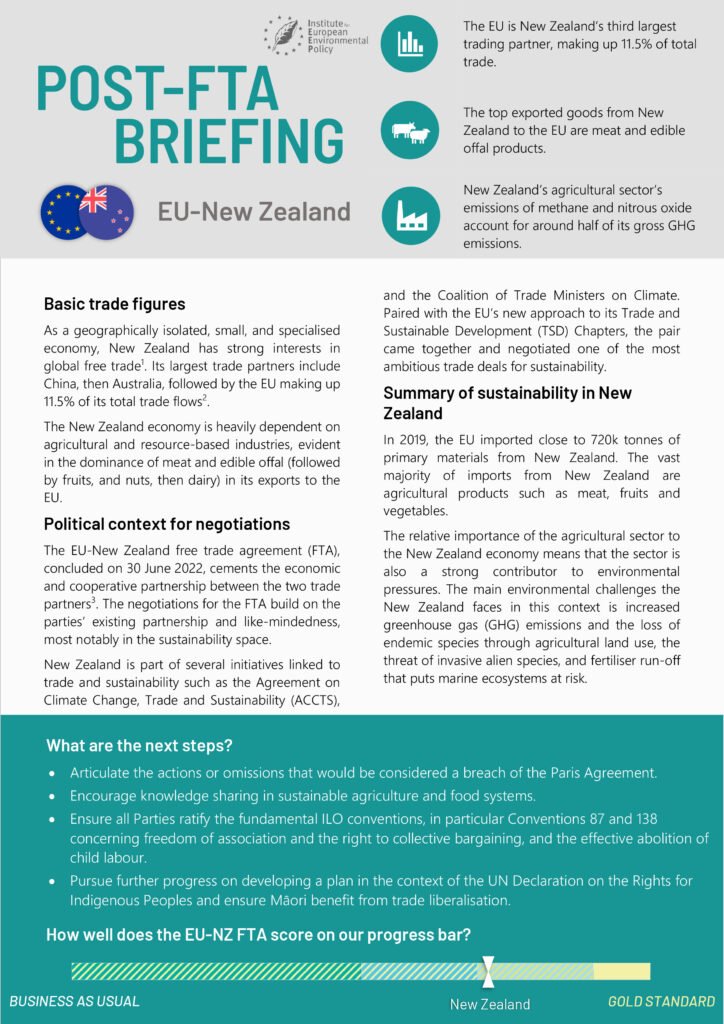 Post-FTA briefing: EU-New Zealand - IEEP AISBL